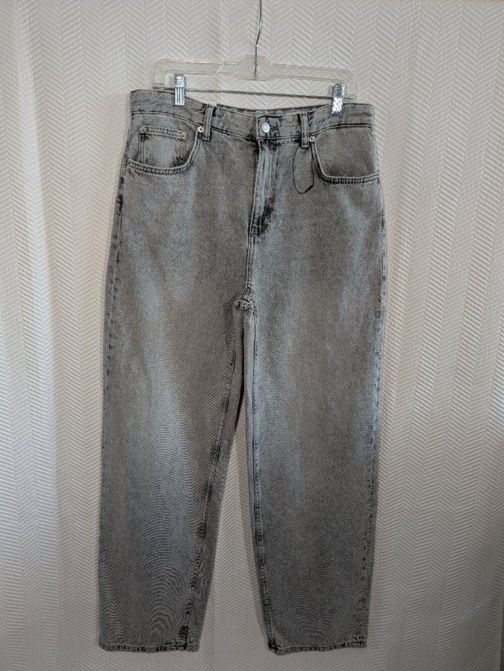 Zara The High Rise Wide Leg Jeans Grey Wash Denim Straight Size 10 NWT New